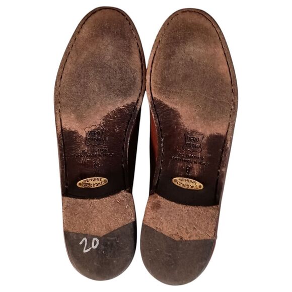 Belvedere Genuine Crocodile Loafers Shoes Mens 8 M Brown Tassel main image 6